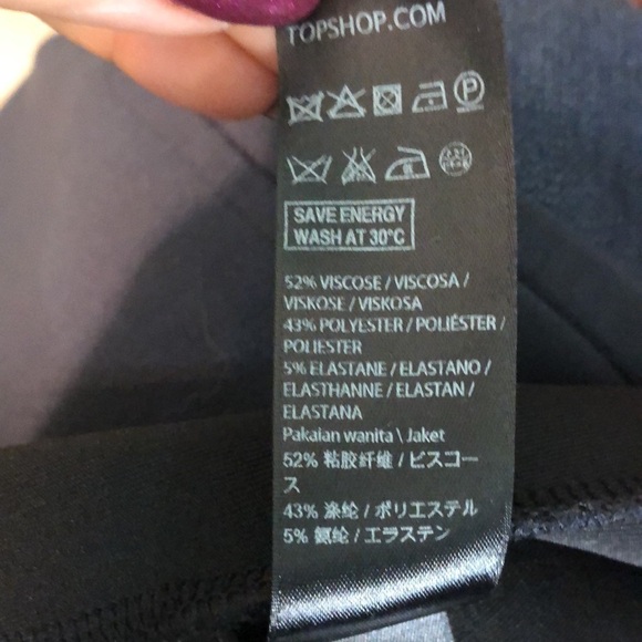 Topshop Long Vest Open Zippered Pockets Raw Edge Size 6 Navy Notch Lapel - Picture 11 of 11